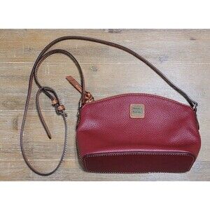 Dooney & Bourke Red Pebble Grain Penny Dome Crossbody Shoulder Bag Purse EUC